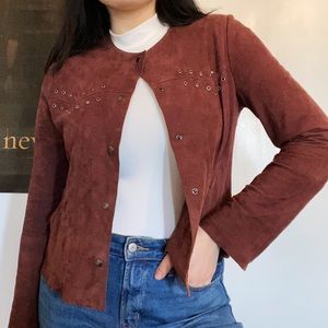 Warm Brown Suede Button Top/Jacket